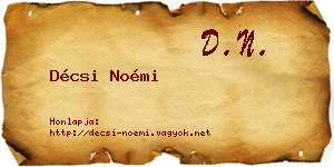 Décsi Noémi névjegykártya